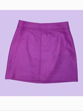 J.Crew Vibrant Pink Purple 100% Wool Mini Skirt 8